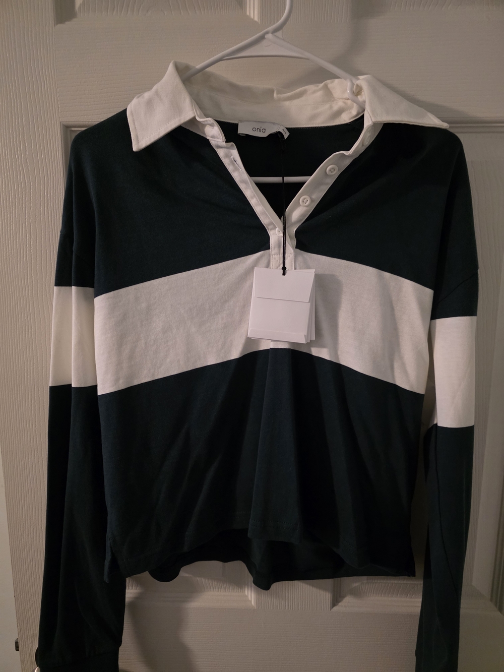 Onia Women's Long-Sleeve Striped Rugby Shirt - Navy & White